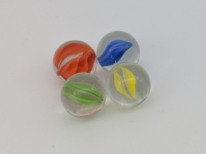 Glasmurmeln 16 mm, klar 4 Farben